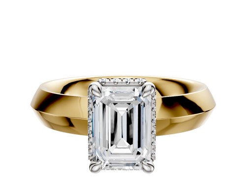 18K Two Tone 4 Prong Collar Classic Knife Edge 4.0mm Engagement Ring