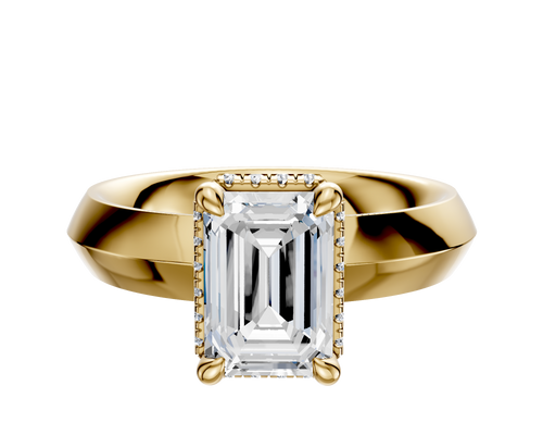 18K Yellow Gold 4 Prong Collar Classic Knife Edge 4.0mm Engagement Ring