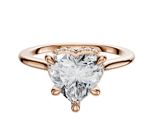 18K Rose Gold 4 Prong Collar Cathedral Dome 1.5mm Engagement Ring