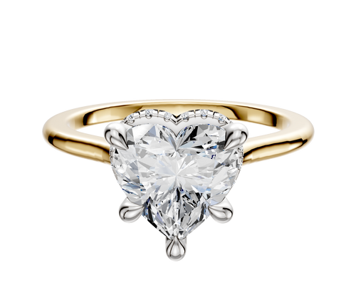 14K Two Tone 4 Prong Collar Cathedral Dome 1.5mm Engagement Ring