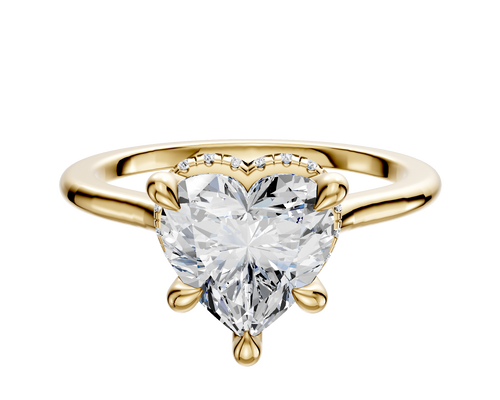 14K Yellow Gold 4 Prong Collar Cathedral Dome 1.5mm Engagement Ring