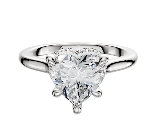 18K White Gold 4 Prong Collar Cathedral Dome 2.0mm Engagement Ring