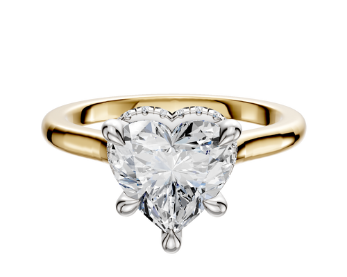 18K Two Tone 4 Prong Collar Cathedral Dome 2.0mm Engagement Ring