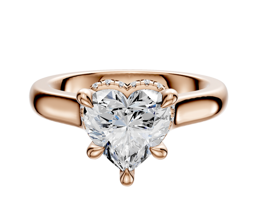 14K Rose Gold 4 Prong Collar Cathedral Dome 3.0mm Engagement Ring