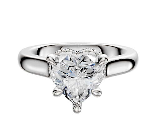 14K White Gold 4 Prong Collar Cathedral Dome 3.0mm Engagement Ring