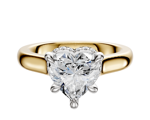 14K Two Tone 4 Prong Collar Cathedral Dome 3.0mm Engagement Ring