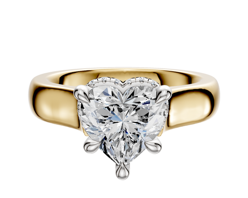 18K Two Tone 4 Prong Collar Cathedral Dome 4.0mm Engagement Ring