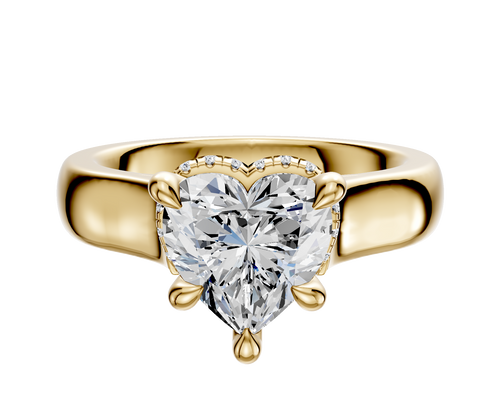 14K Yellow Gold 4 Prong Collar Cathedral Dome 4.0mm Engagement Ring
