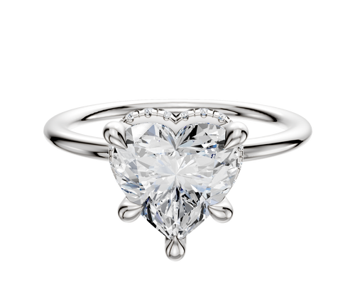14K White Gold 4 Prong Collar Classic Dome 1.5mm Engagement Ring