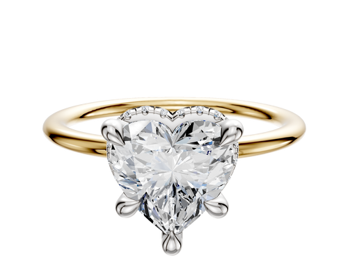 18K Two Tone 4 Prong Collar Classic Dome 1.5mm Engagement Ring