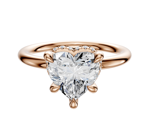 18K Rose Gold 4 Prong Collar Classic Dome 2.0mm Engagement Ring