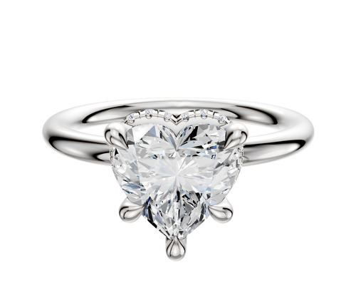 18K White Gold 4 Prong Collar Classic Dome 2.0mm Engagement Ring
