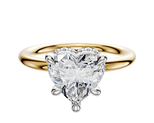 18K Two Tone 4 Prong Collar Classic Dome 2.0mm Engagement Ring