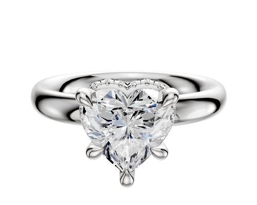 14K White Gold 4 Prong Collar Classic Dome 3.0mm Engagement Ring