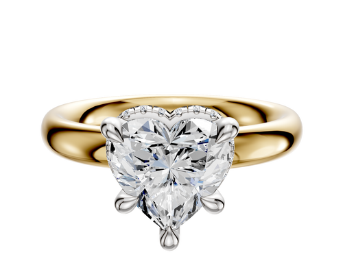 14K Two Tone 4 Prong Collar Classic Dome 3.0mm Engagement Ring