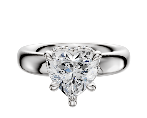 18K White Gold 4 Prong Collar Classic Dome 4.0mm Engagement Ring