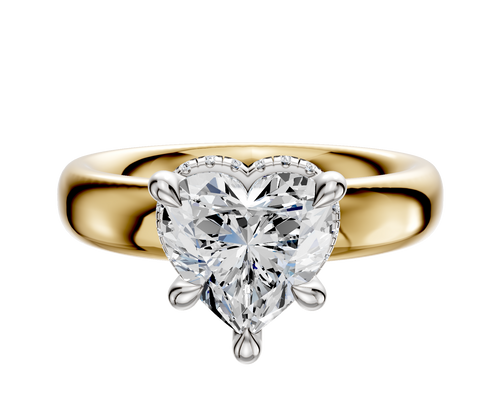 14K Two Tone 4 Prong Collar Classic Dome 4.0mm Engagement Ring