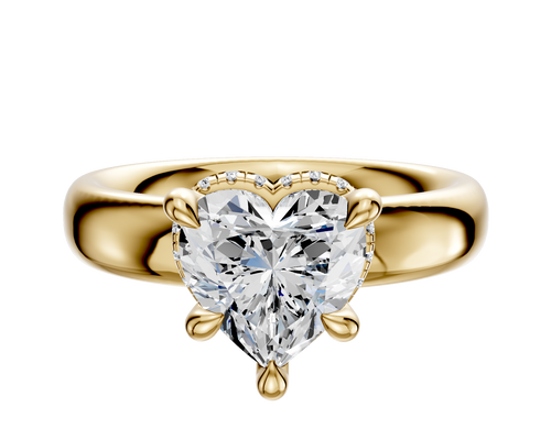 18K Yellow Gold 4 Prong Collar Classic Dome 4.0mm Engagement Ring