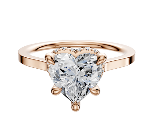 18K Rose Gold 4 Prong Collar Cathedral Flat 1.5mm Engagement Ring
