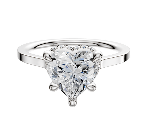 18K White Gold 4 Prong Collar Cathedral Flat 1.5mm Engagement Ring