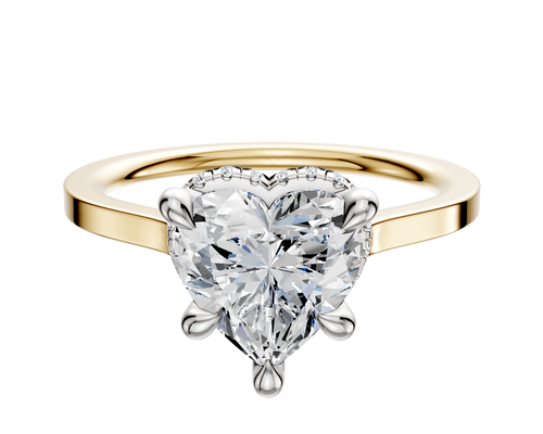 18K Two Tone 4 Prong Collar Cathedral Flat 1.5mm Engagement Ring