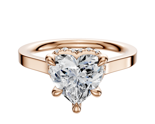 18K Rose Gold 4 Prong Collar Cathedral Flat 2.0mm Engagement Ring
