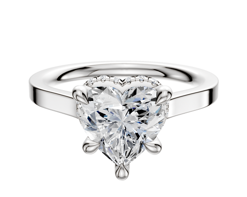 18K White Gold 4 Prong Collar Cathedral Flat 2.0mm Engagement Ring