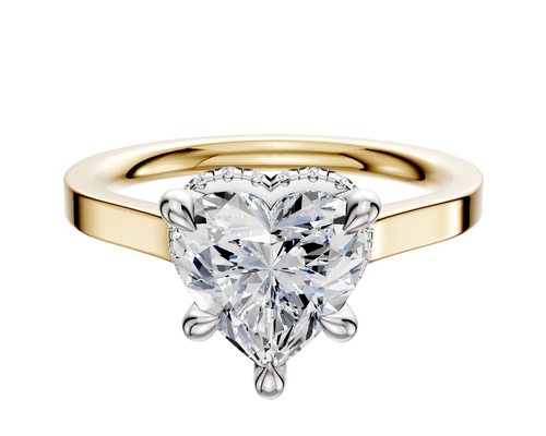 14K Two Tone 4 Prong Collar Cathedral Flat 2.0mm Engagement Ring
