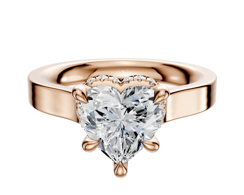 18K Rose Gold 4 Prong Collar Cathedral Flat 3.0mm Engagement Ring