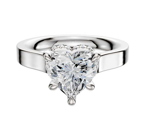 18K White Gold 4 Prong Collar Cathedral Flat 3.0mm Engagement Ring
