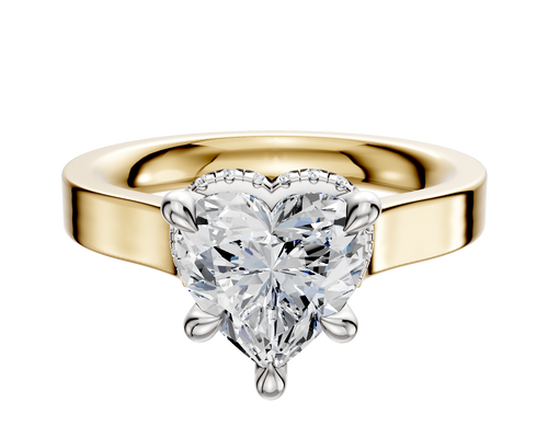 14K Two Tone 4 Prong Collar Cathedral Flat 3.0mm Engagement Ring