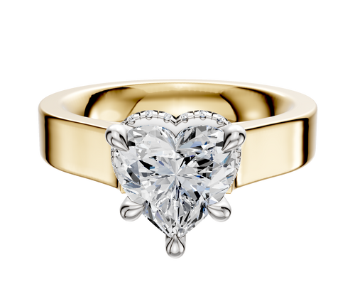 14K Two Tone 4 Prong Collar Cathedral Flat 4.0mm Engagement Ring