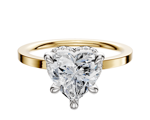 18K Two Tone 4 Prong Collar Classic Flat 1.5mm Engagement Ring