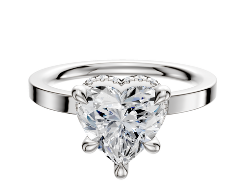 14K White Gold 4 Prong Collar Classic Flat 2.0mm Engagement Ring