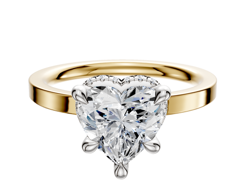 18K Two Tone 4 Prong Collar Classic Flat 2.0mm Engagement Ring