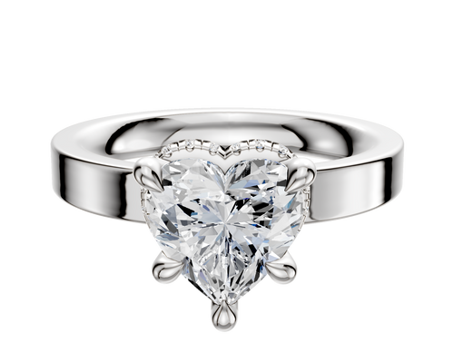 18K White Gold 4 Prong Collar Classic Flat 3.0mm Engagement Ring