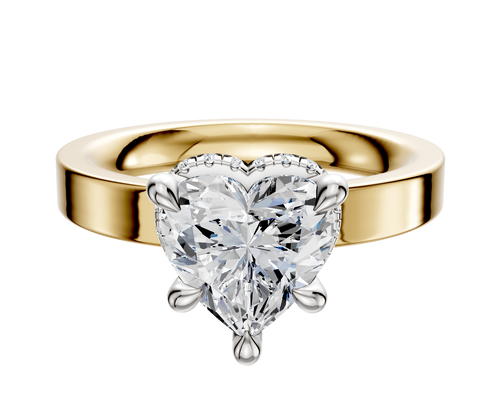 18K Two Tone 4 Prong Collar Classic Flat 3.0mm Engagement Ring