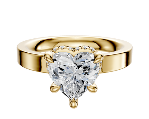 14K Yellow Gold 4 Prong Collar Classic Flat 3.0mm Engagement Ring