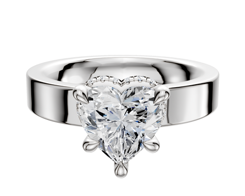 18K White Gold 4 Prong Collar Classic Flat 4.0mm Engagement Ring