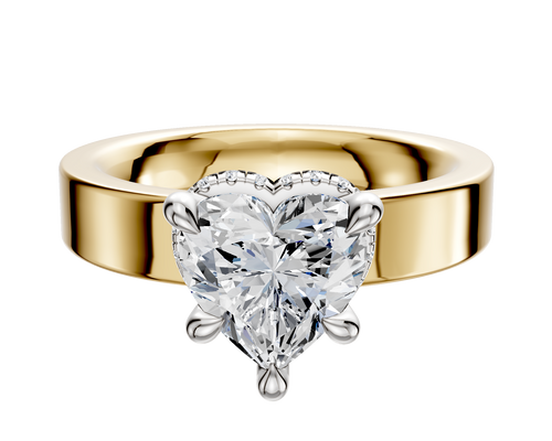18K Two Tone 4 Prong Collar Classic Flat 4.0mm Engagement Ring