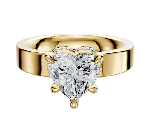 14K Yellow Gold 4 Prong Collar Classic Flat 4.0mm Engagement Ring