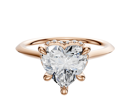 18K Rose Gold 4 Prong Collar Cathedral Knife Edge 1.5mm Engagement Ring