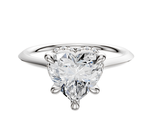 18K White Gold 4 Prong Collar Cathedral Knife Edge 1.5mm Engagement Ring