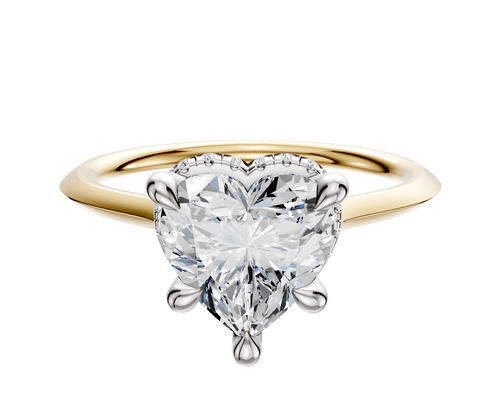18K Two Tone 4 Prong Collar Cathedral Knife Edge 1.5mm Engagement Ring