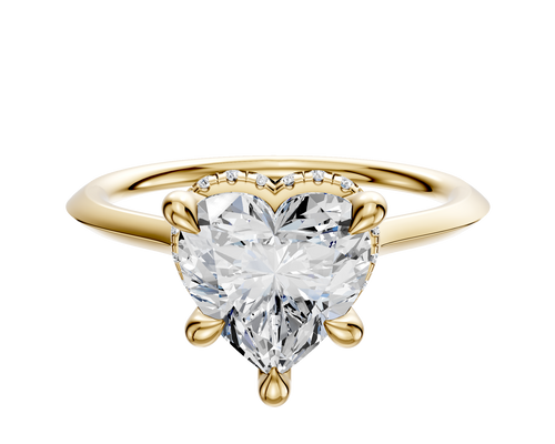 14K Yellow Gold 4 Prong Collar Cathedral Knife Edge 1.5mm Engagement Ring