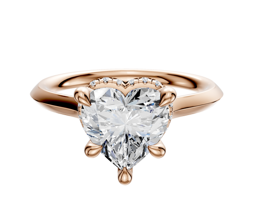 18K Rose Gold 4 Prong Collar Cathedral Knife Edge 2.0mm Engagement Ring
