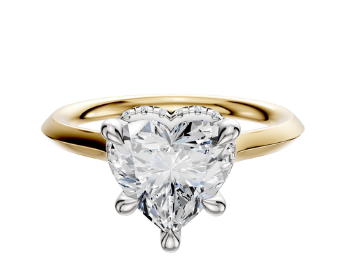 18K Two Tone 4 Prong Collar Cathedral Knife Edge 2.0mm Engagement Ring