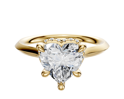 14K Yellow Gold 4 Prong Collar Cathedral Knife Edge 2.0mm Engagement Ring