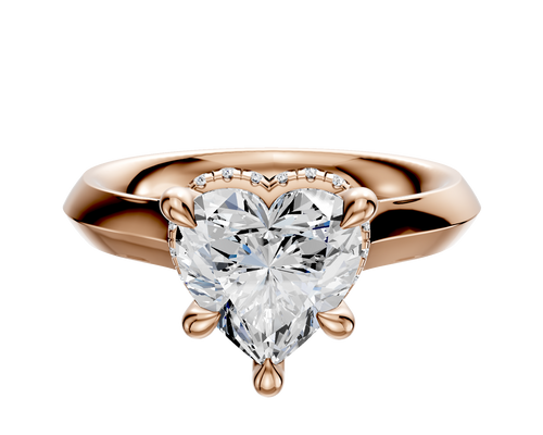 18K Rose Gold 4 Prong Collar Cathedral Knife Edge 3.0mm Engagement Ring