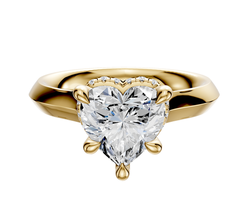 14K Yellow Gold 4 Prong Collar Cathedral Knife Edge 3.0mm Engagement Ring